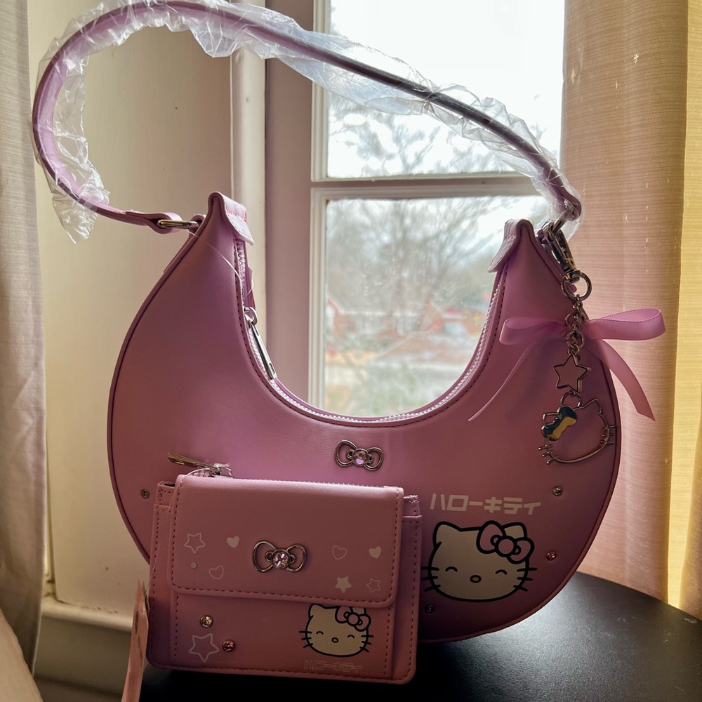Sanrio Hello Kitty Pink Charm Shoulder Bag and Wallet